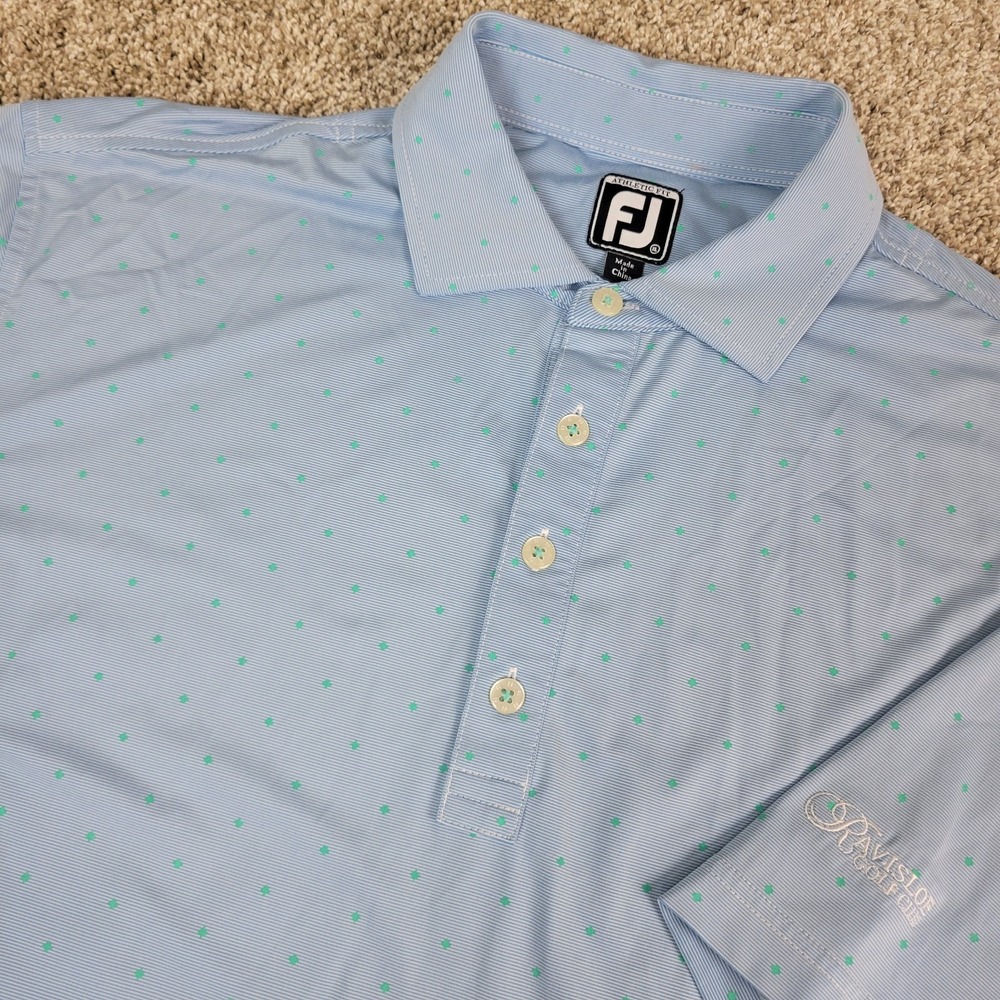FootJoy Athletic Fit Mens XL Blue AOP Stars Performance Stretch Golf Polo‎ SS